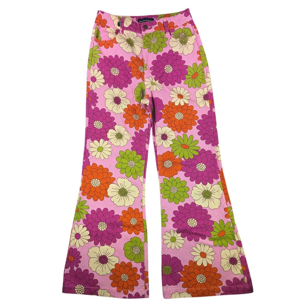 Princess Highway | Bold Flower Print Flair High Rise Jeans | Size 10